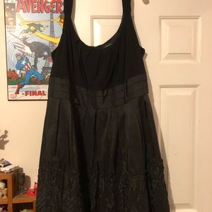 Black scoop neck empire waist dress